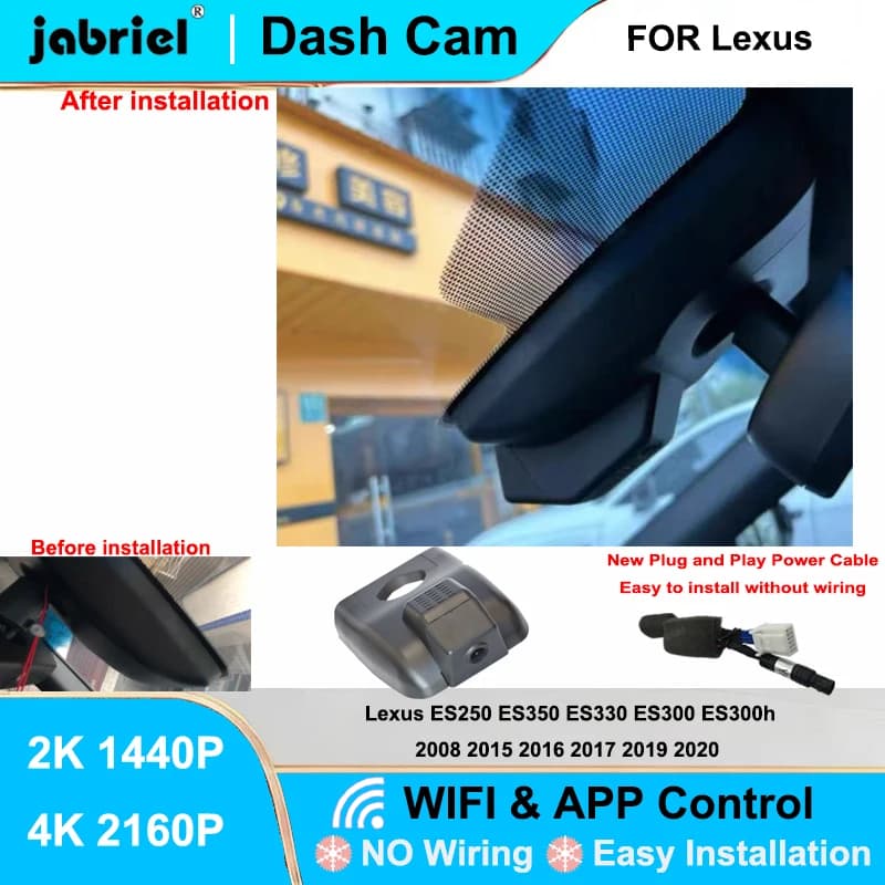 Jabriel per Lexus ES250 ES350 ES330 ES300 ES300h 2008 2015 2016 2017 2019 2020 Dash Cam 2K 4K Wifi Plug and Play Registratore Video