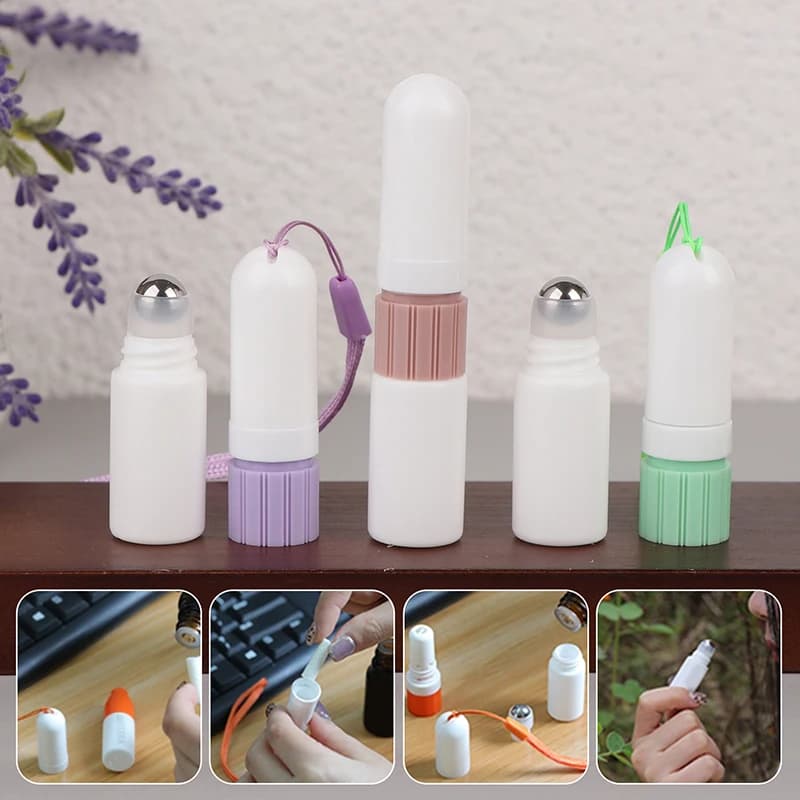 Bastoncini per inalatori nasali vuoti 2 in 1 con cordino Diffusore di aromi di oli essenziali Tubi vuoti per inalatori per aromaterapia per uso personale