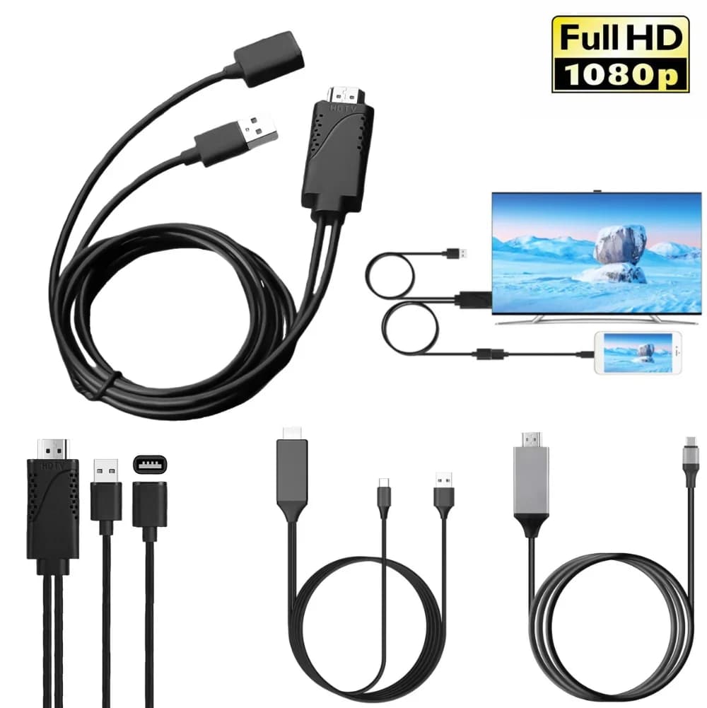 Cavo adattatore HDTV da USB femmina a HDMI compatibile 2 in 1, convertitore per proiettori TV HD 1080P per Android iPhone