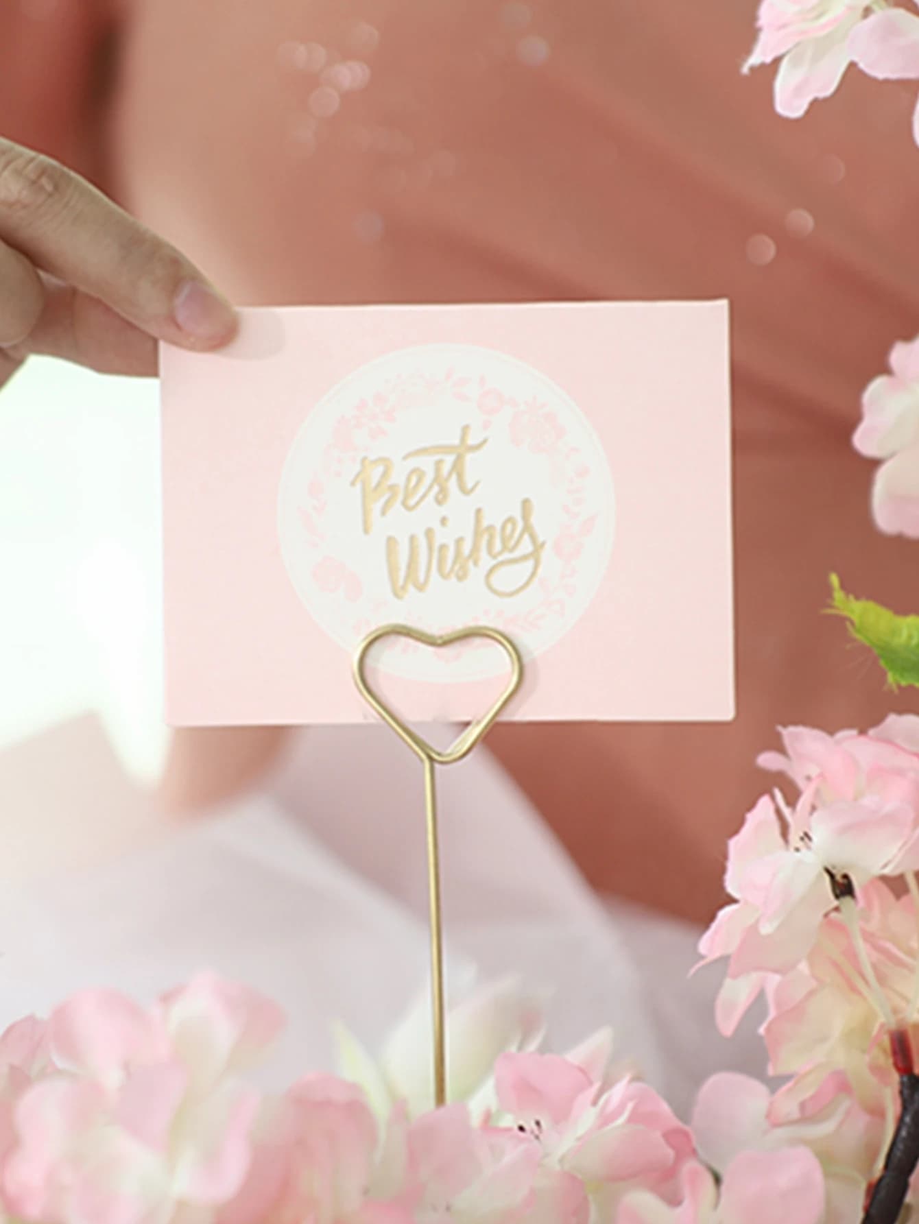 Portacarte con fiori da 20 pezzi, porta biglietti d'auguri, porta etichette regalo in metallo per amanti e regali per feste