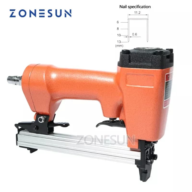 ZONESUN 1013J Pistola per punti metallici pneumatica Air Brad Chiodi a forma di porta Pistola Mobili Divano in legno Lavorazione del legno Cucitrice ad aria