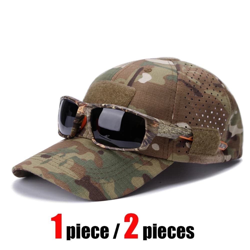 1/2 pieces new men baseball cap mimetic hat sun protection breathable outdoor sport hunting hiking beach camping beach fishing sun hat