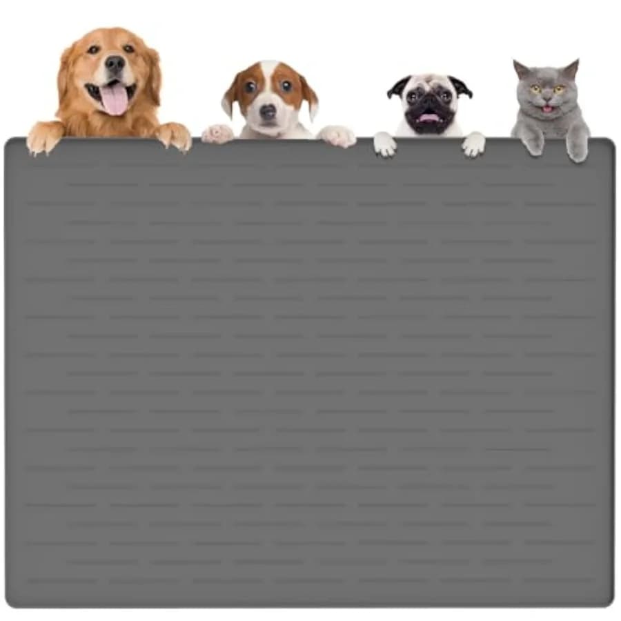 Tappetino per Cibo per Cani di Grandi Dimensioni 48"x32" in Silicone per Ciotole di Cibo e Acqua, Impermeabile e Antiscivolo, Tappetino XXL per Alimentazione Animali Domestici