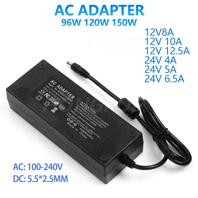 1PC 96W 120W 150W Adattatore di Alimentazione AC 110V/220V A DC 12V 24V Trasformatore di Illuminazione 4A 5A 6.5A 8A 10A 12.5A Adattatore per Striscia LED