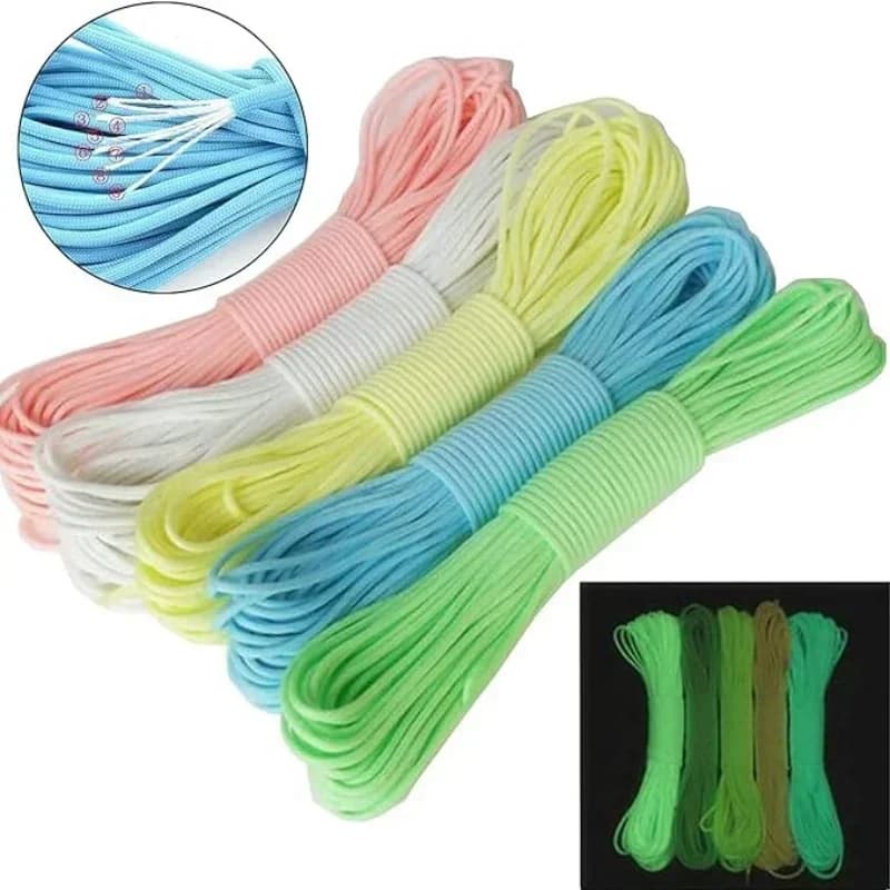 Paracord luminoso 9 fili 4mm nylon fluorescente corda per paracadute campeggio esterno cordino tenda cavo sopravvivenza EDC Glow Bundle