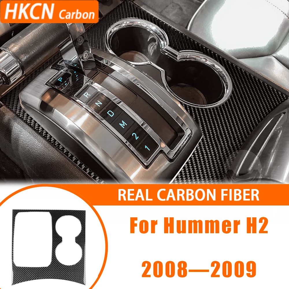 Carbon Fiber Central Console Gear Changing Panel Decoration for Hummer H2 2008—2009 Modify self-adhesive interior cover coating