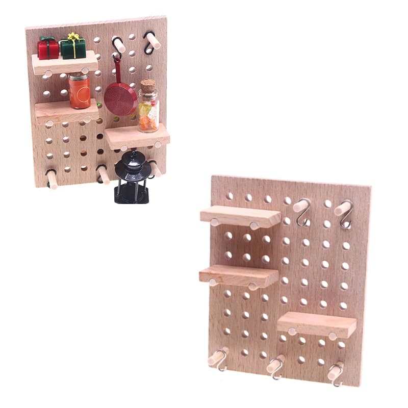 Scaffale da Parete in Miniatura 1:12 per Casa delle Bambole, Pannello Forato, Arredamento, Modellino, Decorazione, Giocattolo, Accessori per Casa delle Bambole