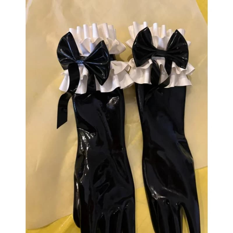 Latex Gloves Rubber Gloves with Bow Ruffles