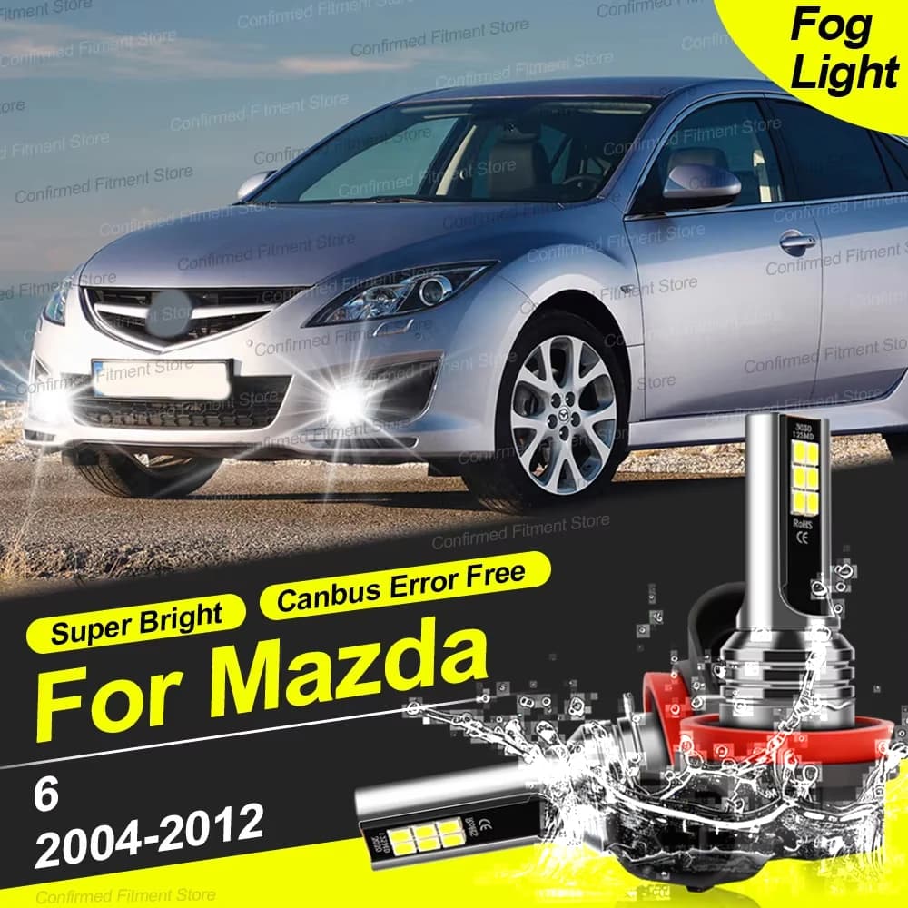2 pcs H11 car light 200W 20000LM super bright white LED bulbs Canbus without LED errors front fendinebbia car for Mazda 6 2004- 2012