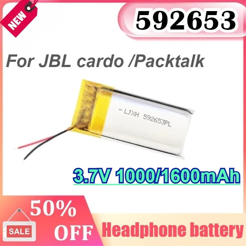 592653 1600mAh for JBL Cardo Edge / Packtalk Bold First Generation Gaming Headphones Bluetooth headset has an integrated battery
