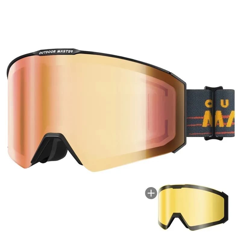 Airo High-Definition Cylindrical Zeiss Lens Ski Goggles OutdoorMaster Snowboard Goggles Black Frame VLT 19% Zeiss