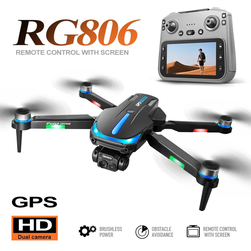 Drone RC 8K Brushless con GPS e Schermo, Evitamento Ostacoli 5G, Hover Ottico, WIFI FPV, GPS, Schermo e Funzione Giocattolo