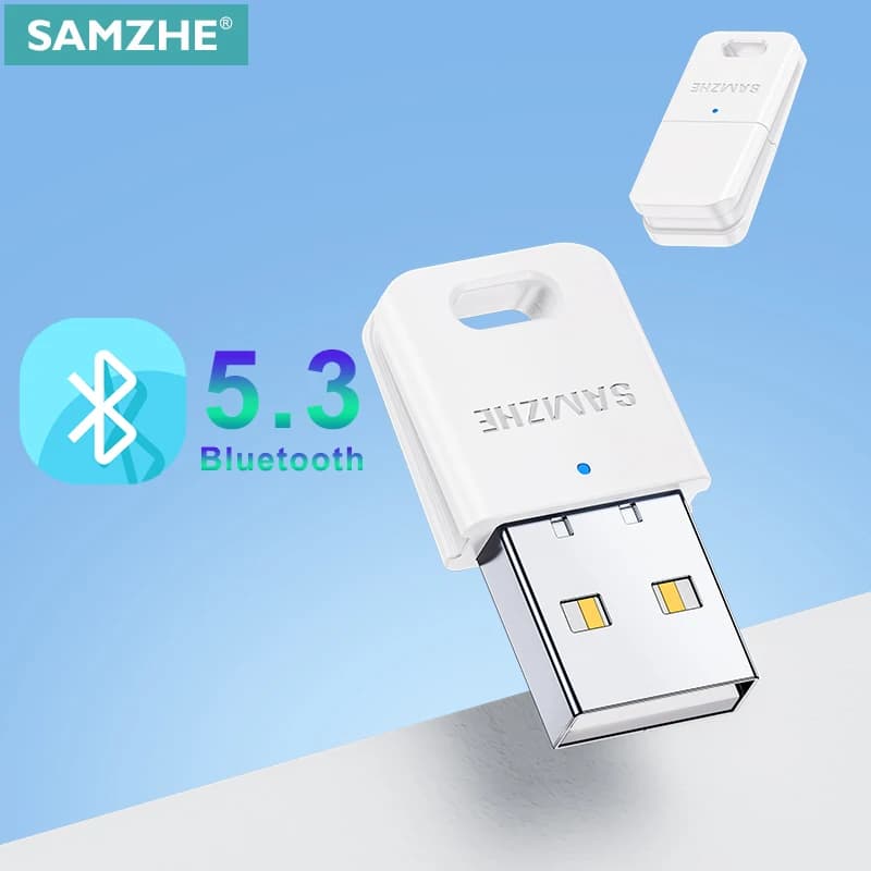 SAMZHE Adattatore dongle USB Bluetooth 5.3 per altoparlante per PC Mouse wireless Tastiera Ricevitore audio musicale Trasmettitore Bluetooth
