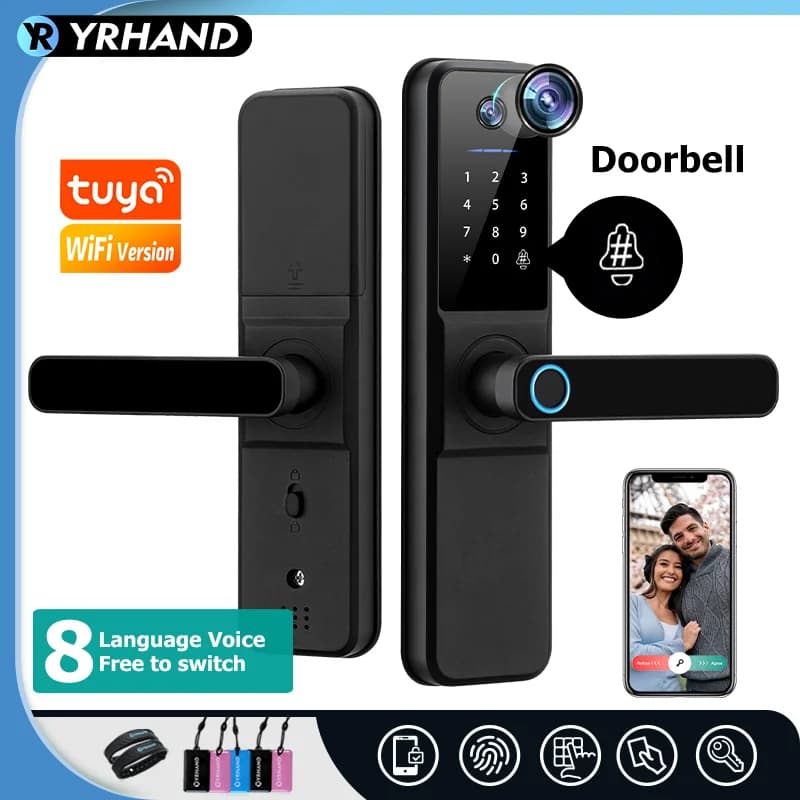 H01 fechadura eletrica Tuya Wifi serratura elettronica digitale intelligente con fotocamera biometrica Fingerprint IP66 Smart Lock