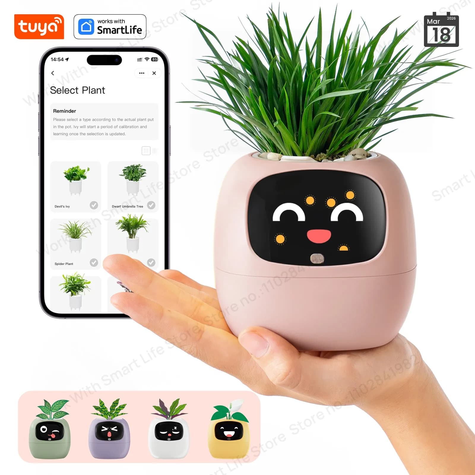 NUOVO Robot per Piante Intelligente Tuya Ivy "Gen 2", Robot per Piante Ivy, Oltre 100 Emoji, Confezione Regalo Opaca, Regalo Tecnologico, Rende la Coltivazione delle Piante Facile e Divertente