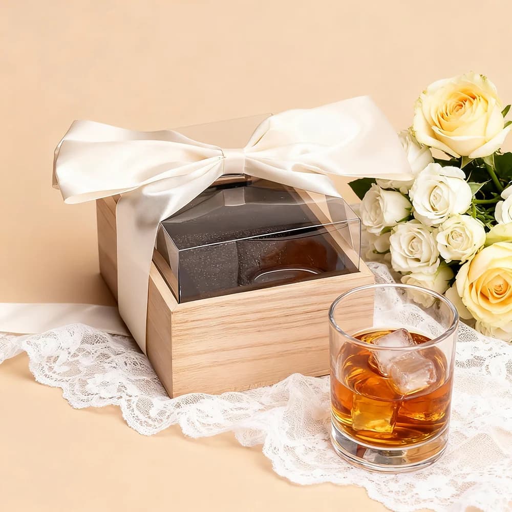 Set di pietre per whisky in legno su misura con bicchieri, un regalo di lusso esclusivamente per uomini