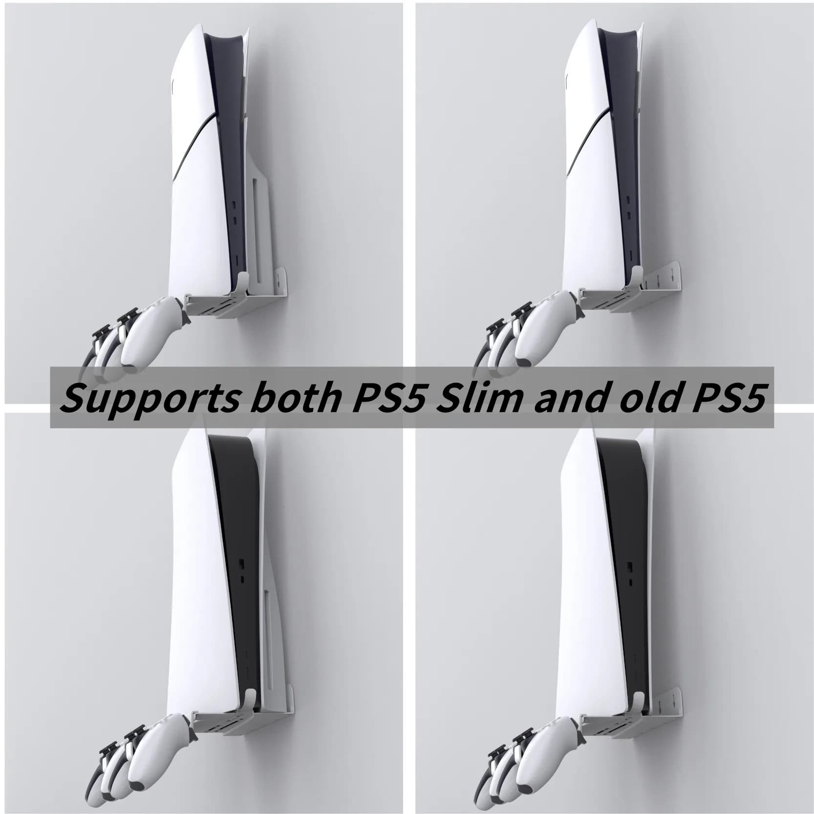 Supporto per Console a parete per supporto sottile PS5 con 2 supporti per Controller supporto verticale staffa di stoccaggio per PlayStation5 Slim