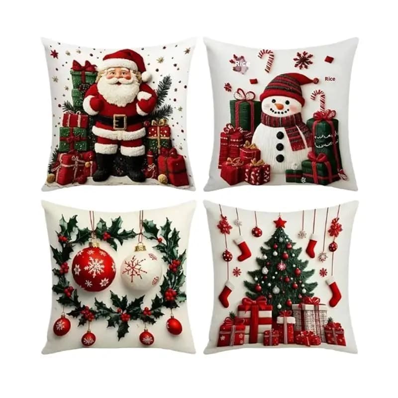 Fodera per cuscino natalizio 45x45 cm Federa per cuscino decorativa con stampa pupazzo di neve Decorazioni per la casa festive per le vacanze per divano letto
