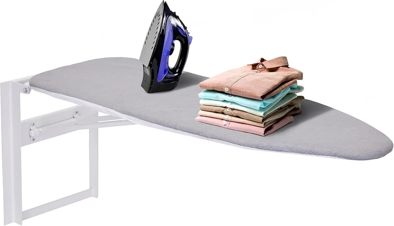 Asse da stiro pieghevole da parete, 91,7 cm x 31,1 cm, salvaspazio per casa e dormitori con leva a sgancio rapido e copertura rimovibile
