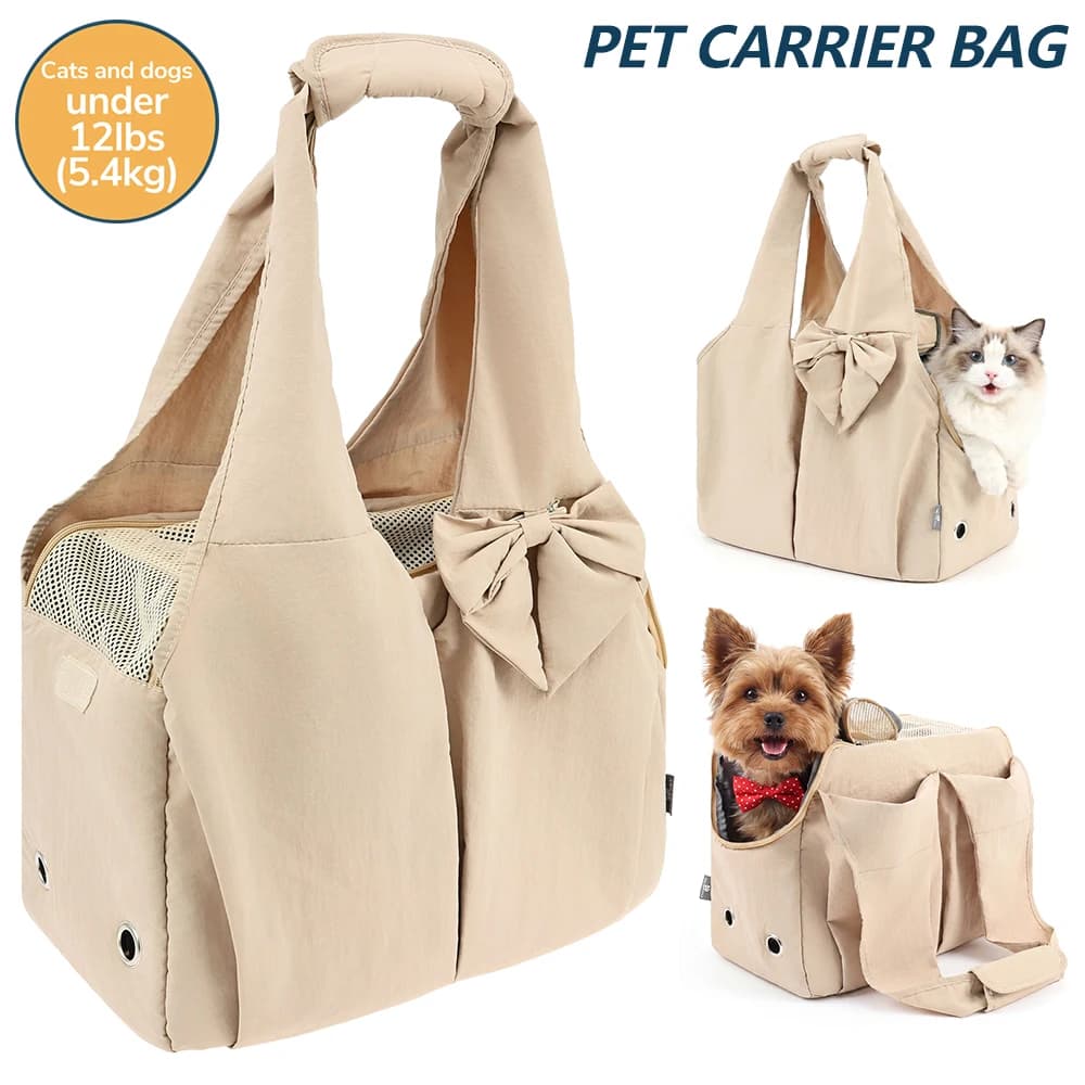 Borsa Trasportino per Animali Domestici Traspirante con 4 Tasche Integrate, Chiusura a Cerniera Intelligente, Borsa da Trasporto per Gatti da Esterno, Accessori per Animali