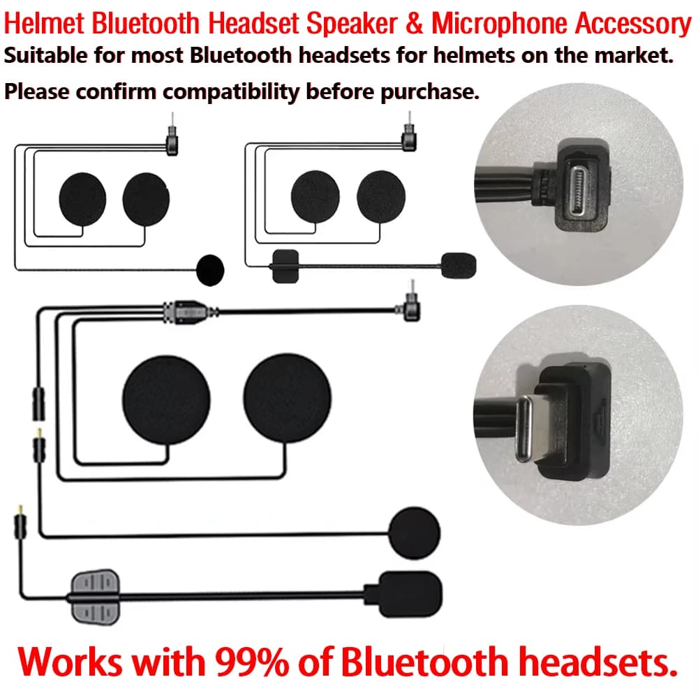 Cavo Microfono Interfono Bluetooth per Casco Moto, Compatibile con Caschi Integrali, Aperti e 3/4