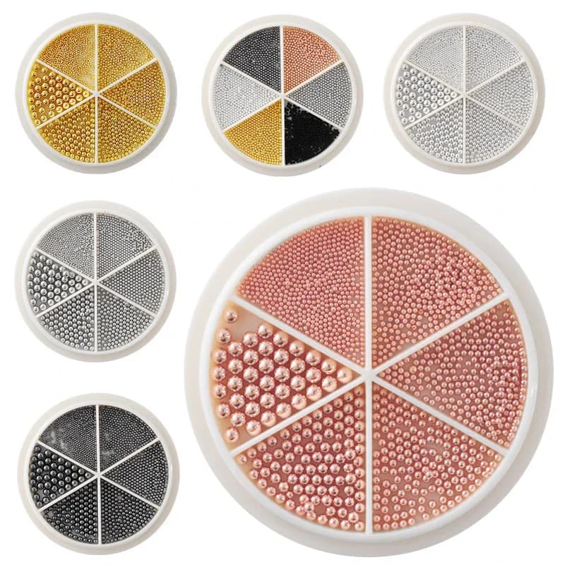 Mini piccole perle di caviale in acciaio inossidabile Decorazioni per nail art Punte per smalto gel con micro sfere in oro rosa argento