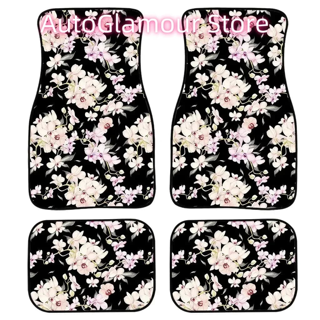Sakura Flower Cherry Blossom Stampa Tutti i tappetini protettivi per auto Tappeto pesante Set completo anteriore e posteriore Confezione da 4 pezzi per SUV per auto
