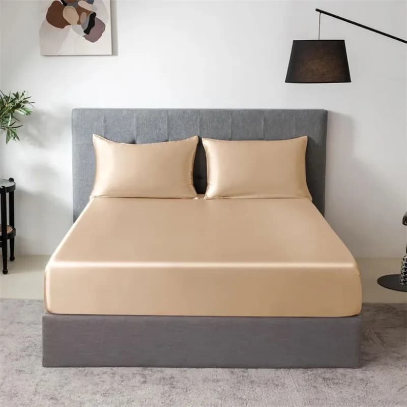 Set da 3 lenzuola in seta di gelso al 100% con 1 lenzuolo con angoli e 2 federe per materasso per doppia king size queen size