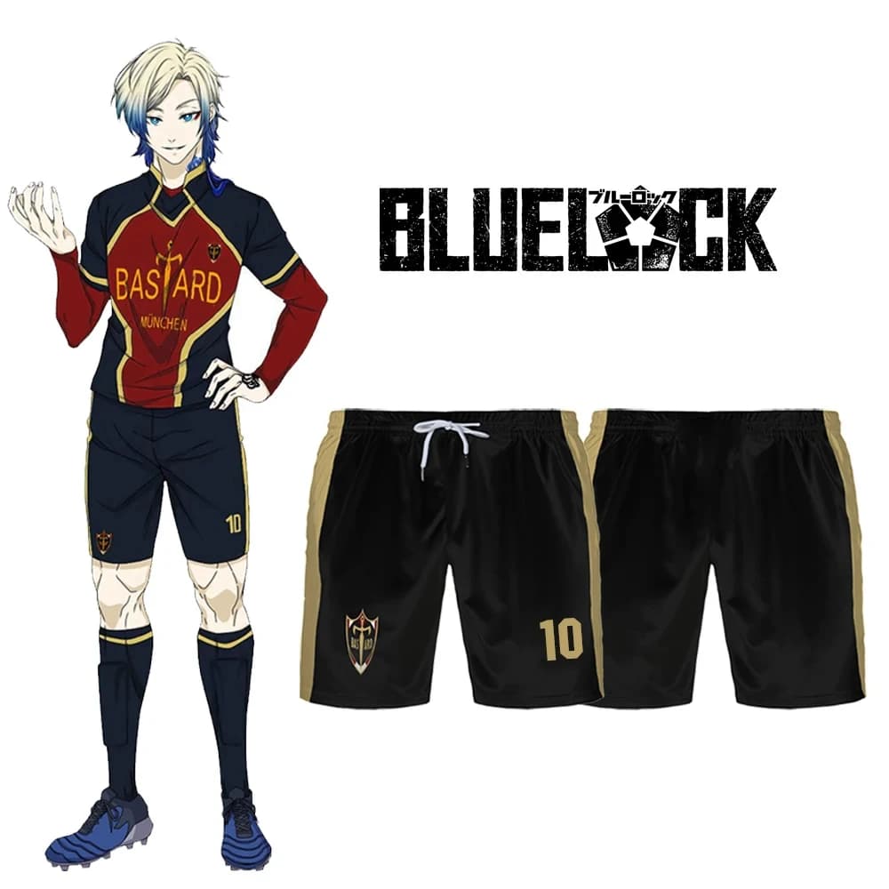 Pantaloncini Sportivi da Uomo Blue Lock Anime Bastard Munich, Divisa della Squadra KAISER ISAGI, Pantaloncini da Calcio Giovanili, Divertenti Pantaloncini Sportivi da Fitness Ispirati all'Anime Giapponese