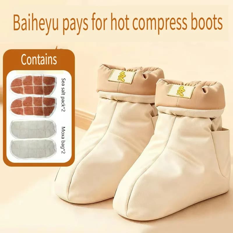Stivali per terapia del calore alle erbe per piedi, caviglie, scarpe elettriche per moxibustione per dolori articolari e circolazione, involucro riscaldante regolabile