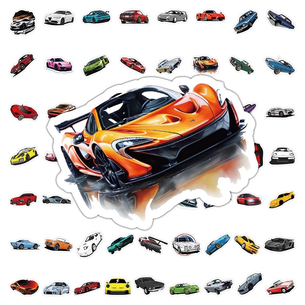 10/30/60pcs Auto Da Corsa Supercar Del Fumetto Adesivi Notebook Telefono Cancelleria Del Computer Portatile Impermeabile Fresco Graffit Adesivo Giocattoli Per Bambini regali