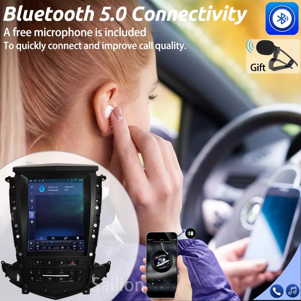 Car Radio 9.7'' Android15 For Cadillac SRX 2009-2012 2DIN Multimedia Player GPS Navigation BT DSP WiFi 4G Carplay 2K QLED Screen