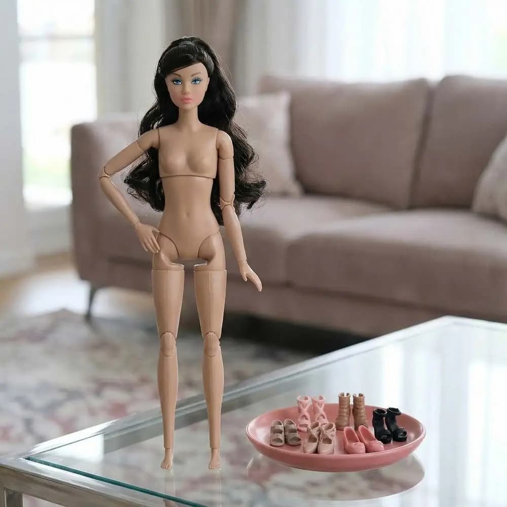 Girls Toy Curly Hair Supermodel Nude Doll Dark Skin Movable 1/6 Doll Model Dress Up 30cm Action Figure Body DIY Toys