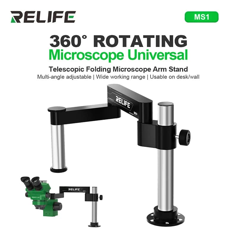 RELIFE MS1 360 ° Supporto pieghevole rotante Braccio oscillante montabile a parete verticale compatibile con vari modelli di strumenti di riparazione per microscopi