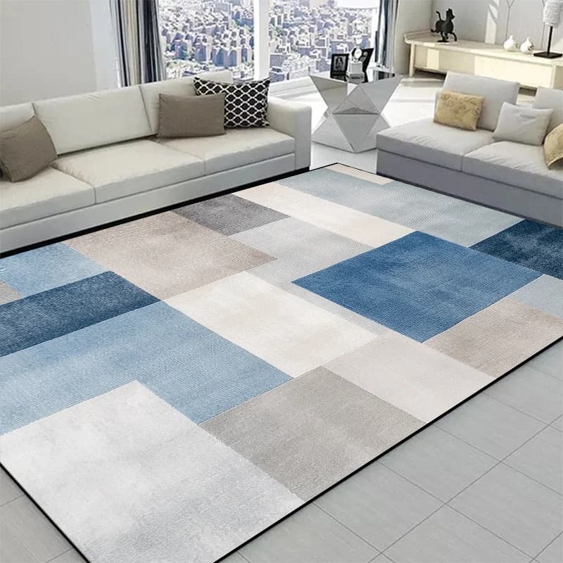 Modern geometric blue carpets for living room Light luxury colored carpets for bedroom furniture Sofa Soft carpet for large living room