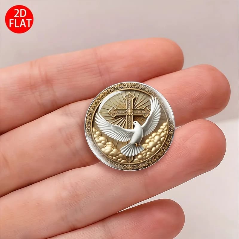 1 piece of Christian cross and dove brooch, stylish peace dove badge, a four-season everyday accessory for collars, jackets, backpacks - durable unisex, New Year's, Carnival, Easter gifts, religious symbols Perfect for baptism