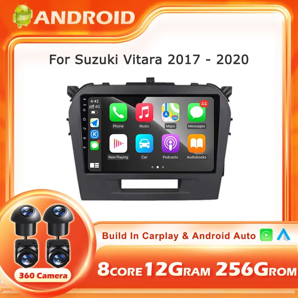 Autoradio Android 16 per Suzuki Vitara 2017-2020 con Carplay Wireless, GPS, Navigazione, Lettore Multimediale Video e Strumenti Audio Stereo