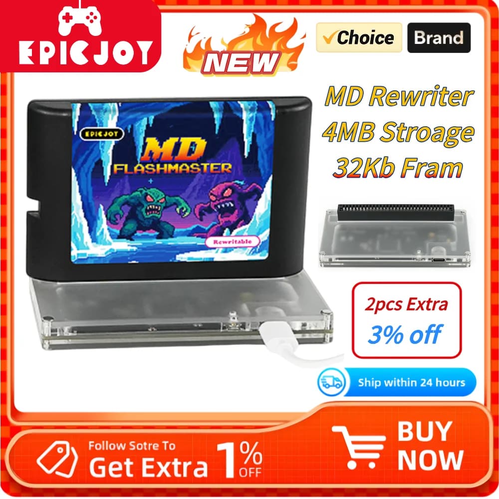 Programmatore EPICJOY MD Rewriter per Cartucce di Gioco MD Flashmaster per Console di Gioco Megadrive Genesis MD a 16 bit