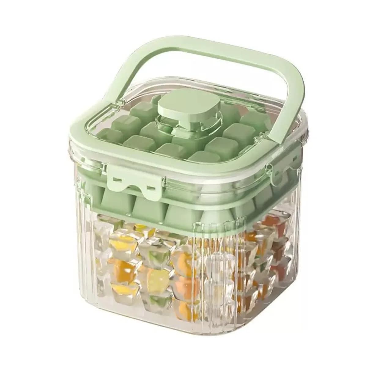 Ice Storage Bin with Sealed Lid Scoop Ice Cube Molds Portable Freezer Organizer Leakproof Ice Bucket Drink Cooling Bar Tool