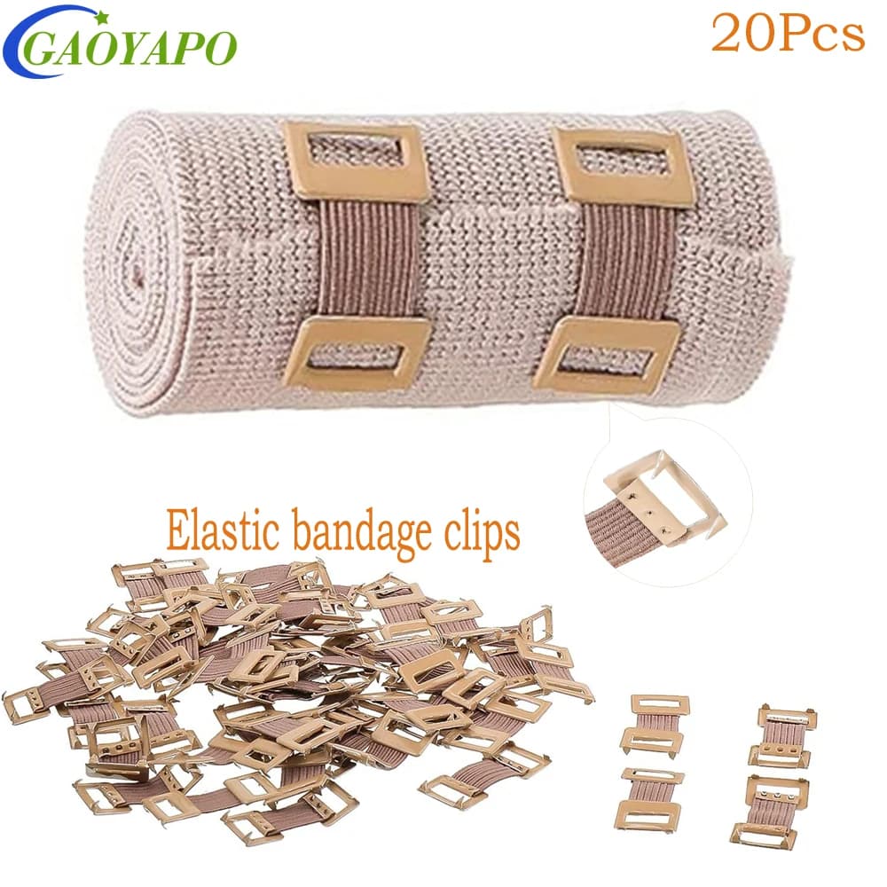 20Pcs/Set Elastic Bandage Clips Bandage Wrap Clips Stretch Metal Clip & Plastic Storage Box Replaceable Wrap Clips for Various