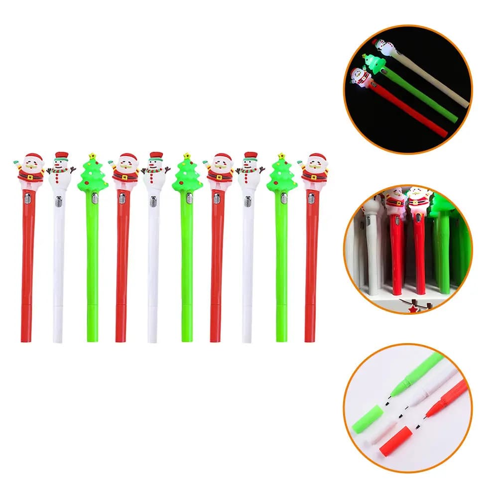 10 penne gel natalizie, graziose penne luminose per scrivere a tema natalizio, per studenti, regalo di compleanno, design ergonomico portatile, forma adorabile