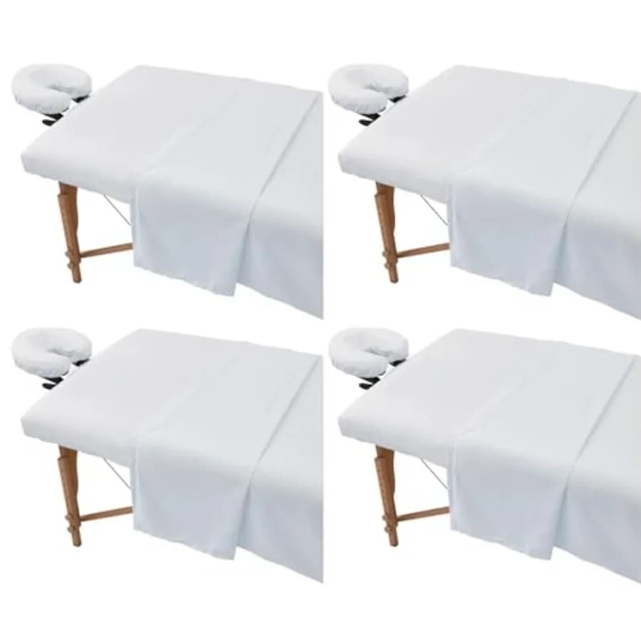 Set di 4 Lenzuola Extra Spesse per Lettino da Massaggio, Set di 3 Pezzi in Microfibra Premium Morbida per Lettini da Massaggio, Spa e Saloni, Include Fitt