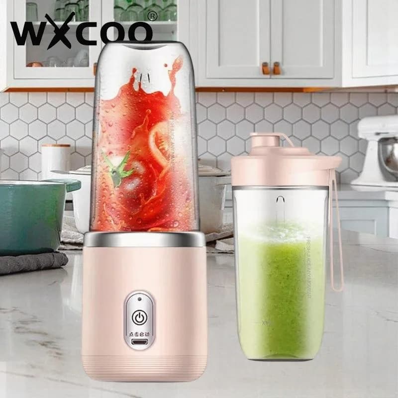 WXCOO Set of juicer cups Automatic blender for smoothie with 6-blade mixer Portable juicer orange travel mixer for lemon