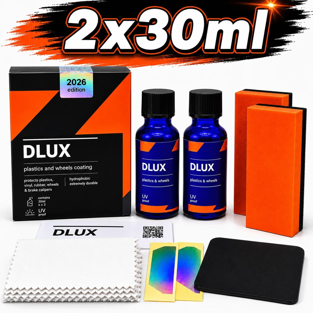 CQUARTZ DLUX Wheel and Trim Coat 2*30mL - Ceramic Coating UV Protection for Wheels and Exterior Plastics, Rubber, and Metals