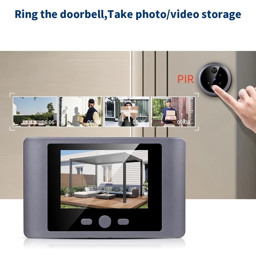 720P Smart Home Security Peephole Video Doorbell with PIR Detection Wireless Digital Doorbell Supports Taking Photo/Video