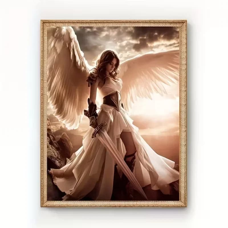 Angel 5D DIY Diamond Painting Set - Full Diamond Round Water Diamond Embroidery Art, Wall Decoration