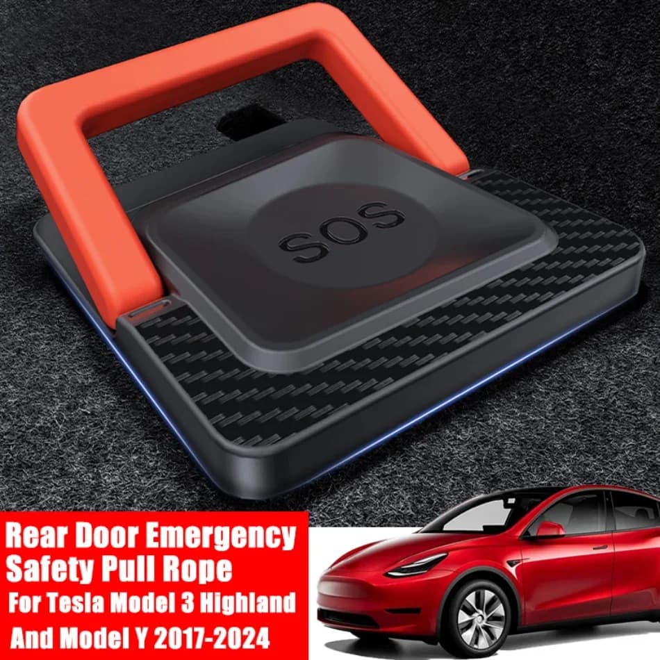 Emergency Safety Cord for Tesla Model 3 2021-2025 Model Y 2017-2024 Rear Door Physical Emergency Handle Car Accessories