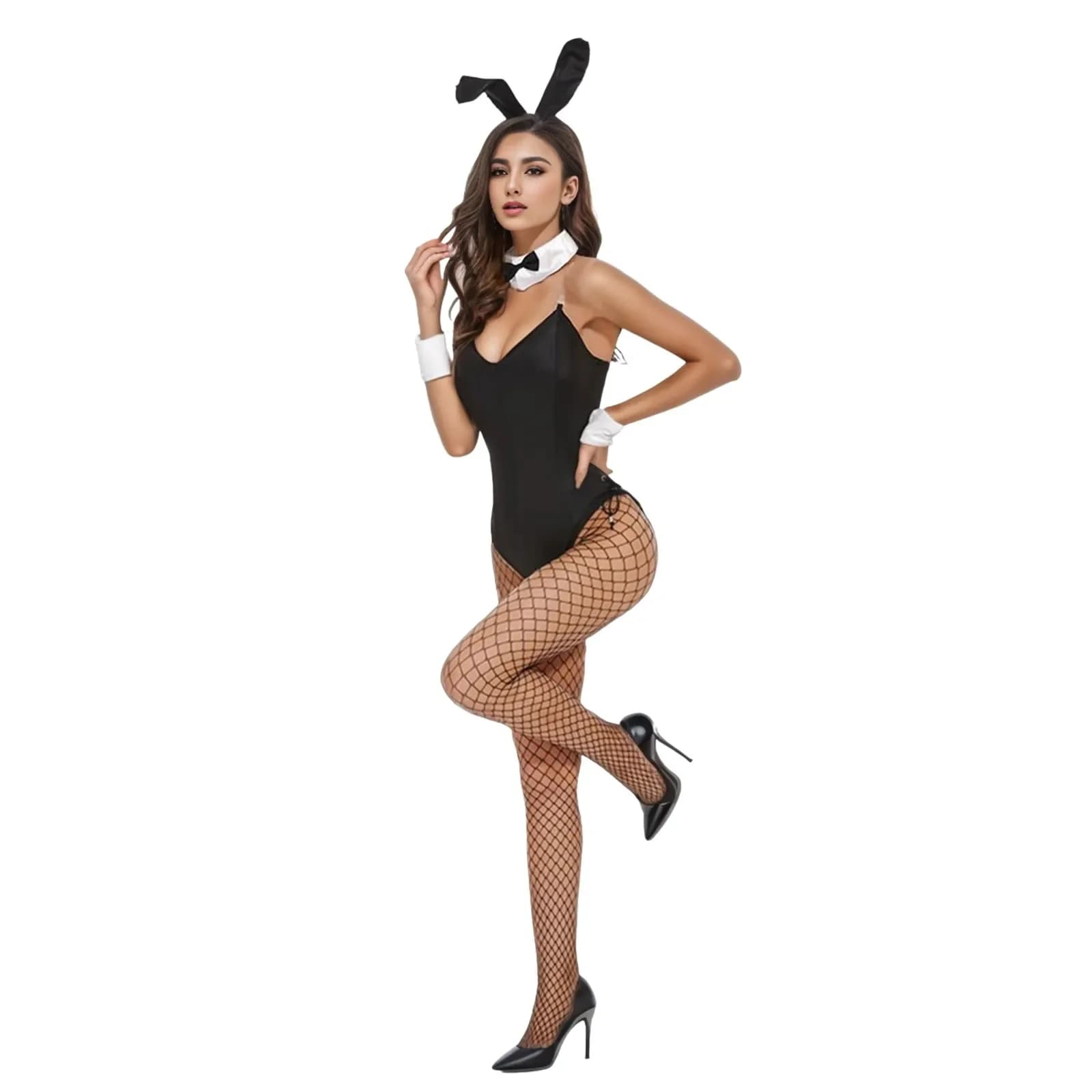 2025 Vestito da coniglietta da donna Anime Costume di Halloween Costume cosplay Tuta da coniglietto Calze Set Night Club Abiti Club Party