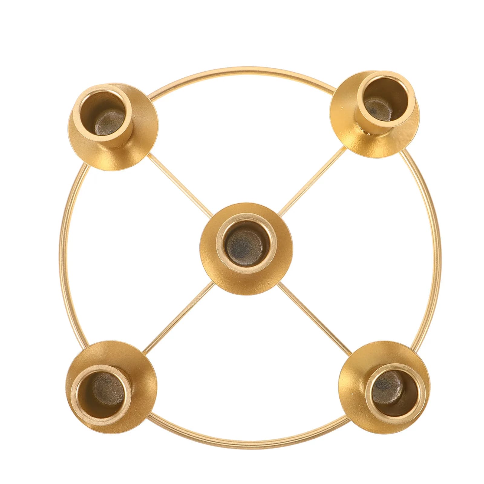 Candelabro in Metallo a 5 Bracci, Elegante Portacandele Dorato in Ferro, Centrotavola per Natale, Matrimoni, Feste e Cene