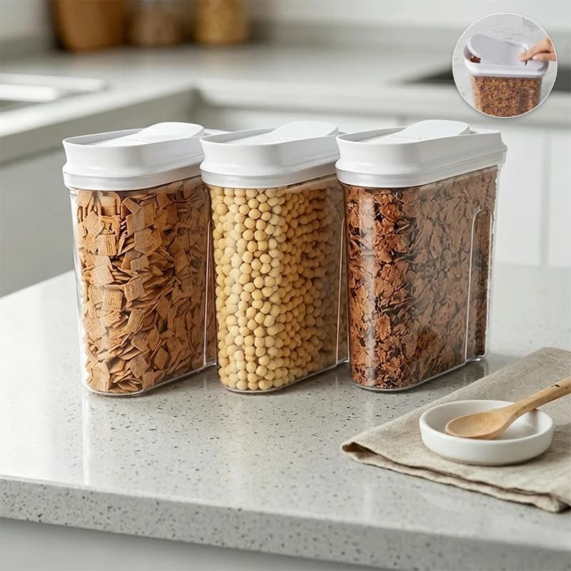 Contenitori Ermetici per Alimenti, Contenitori in Plastica Trasparente per Cucina e Dispensa, Organizzazione e Conservazione